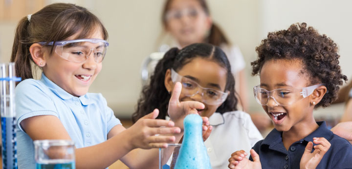 Students doing science experiment